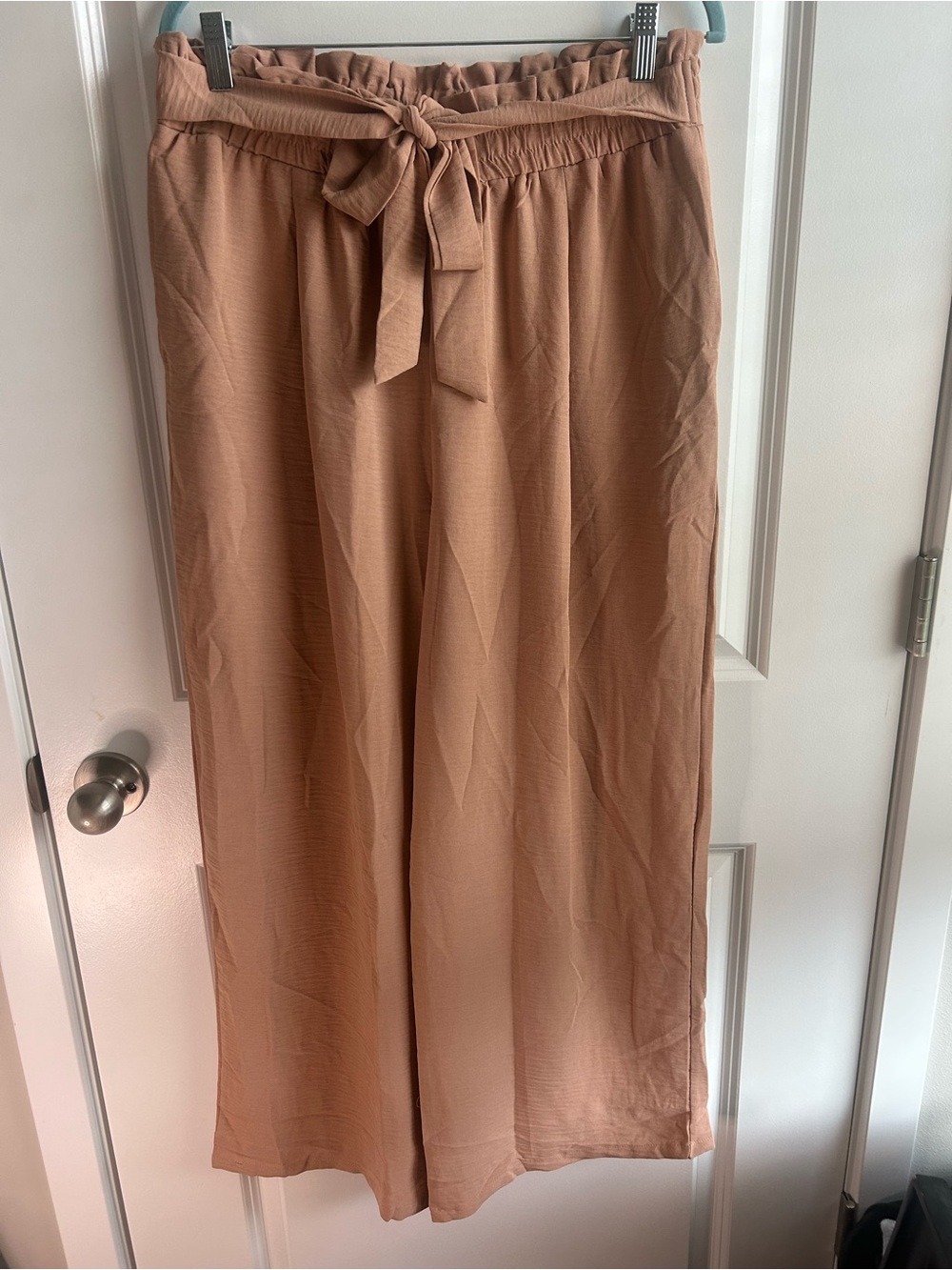 Paperbag Waist Wide-Leg Pants with Self-Tie — Tane
